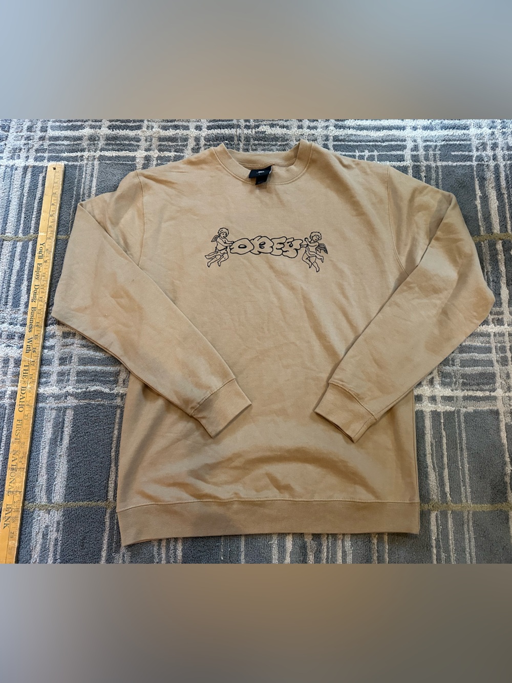 Obey Tan Crewneck with Center Logo Graphic
